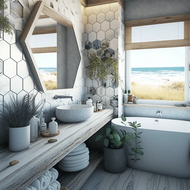 bathroom design ideas 2023 geometric tiles