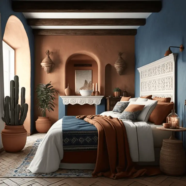 mediterrean style bedroom with terracotta