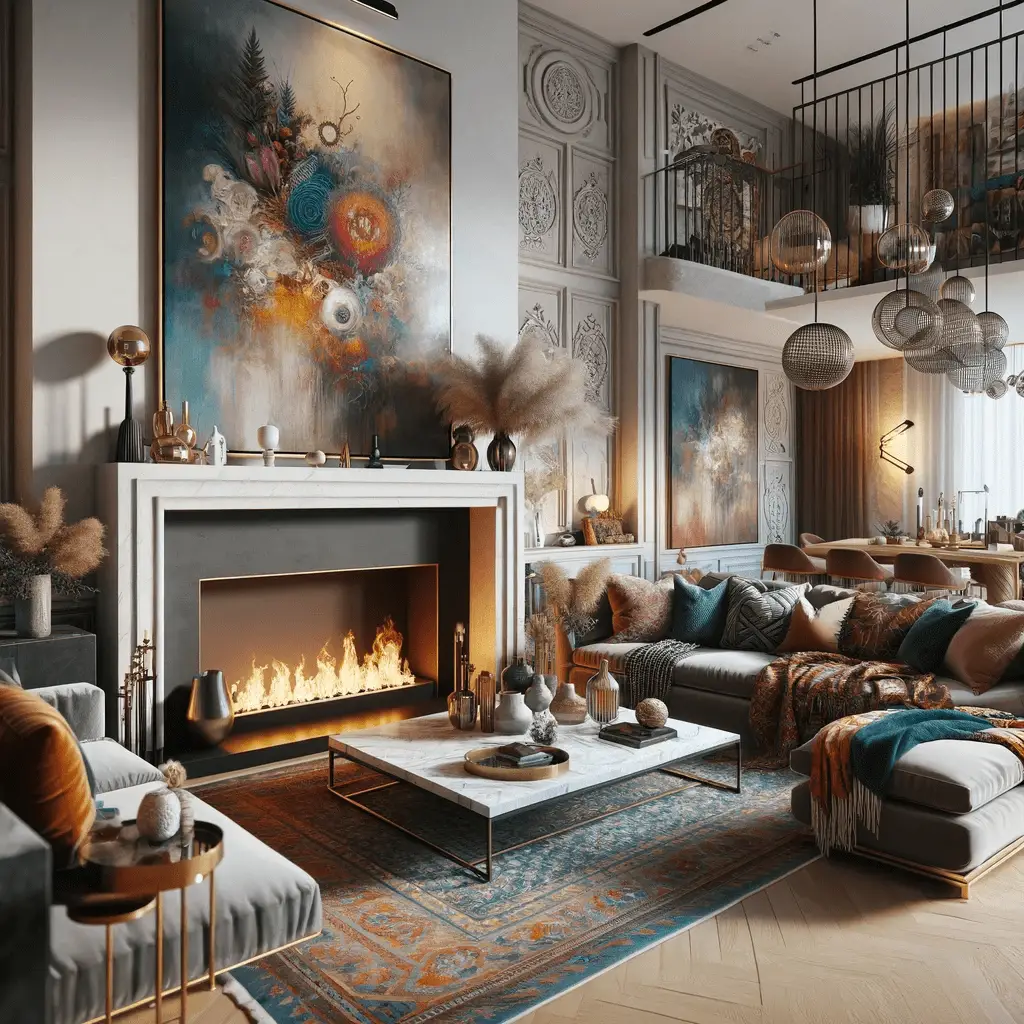 eclectic fireplace
