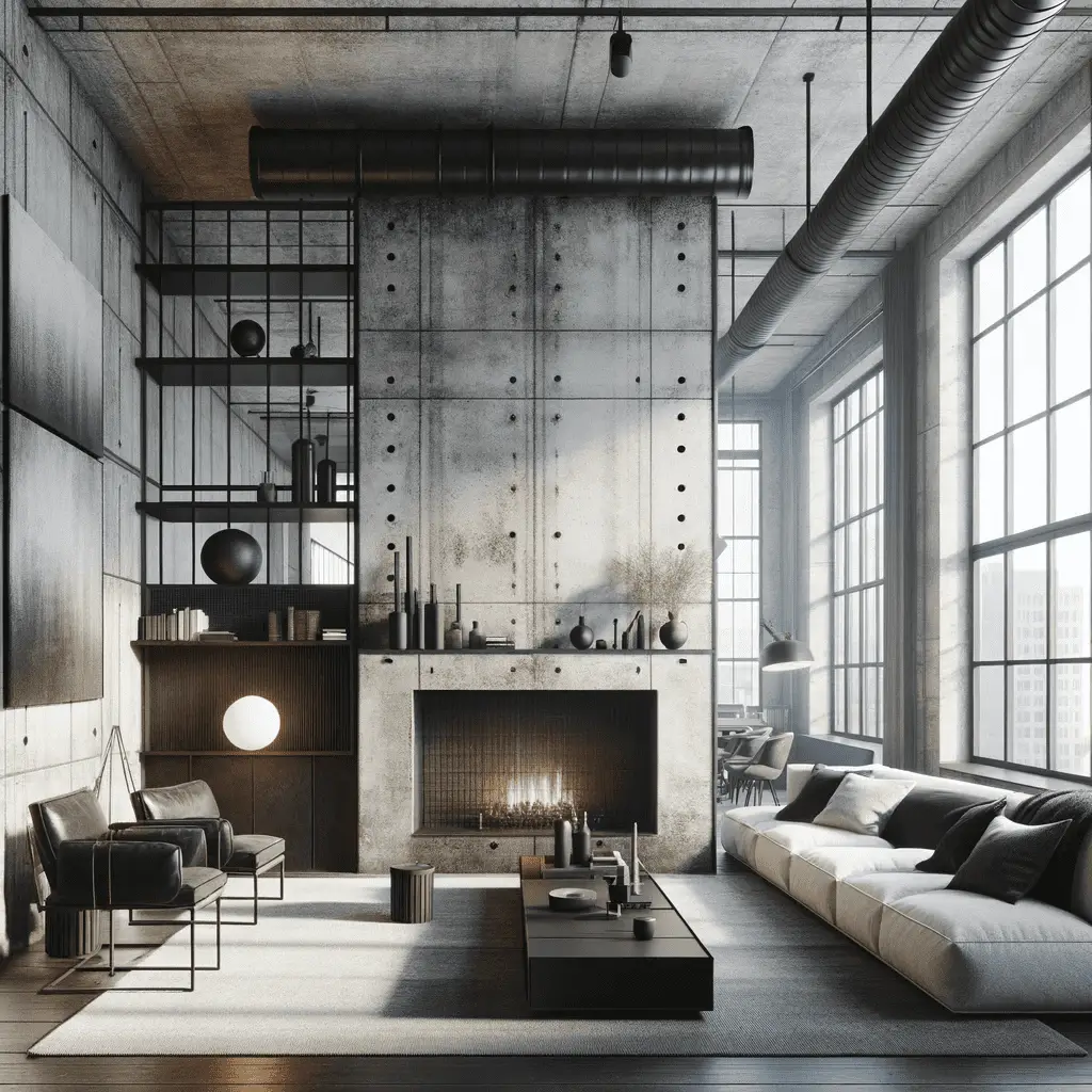 industrial chic fireplace
