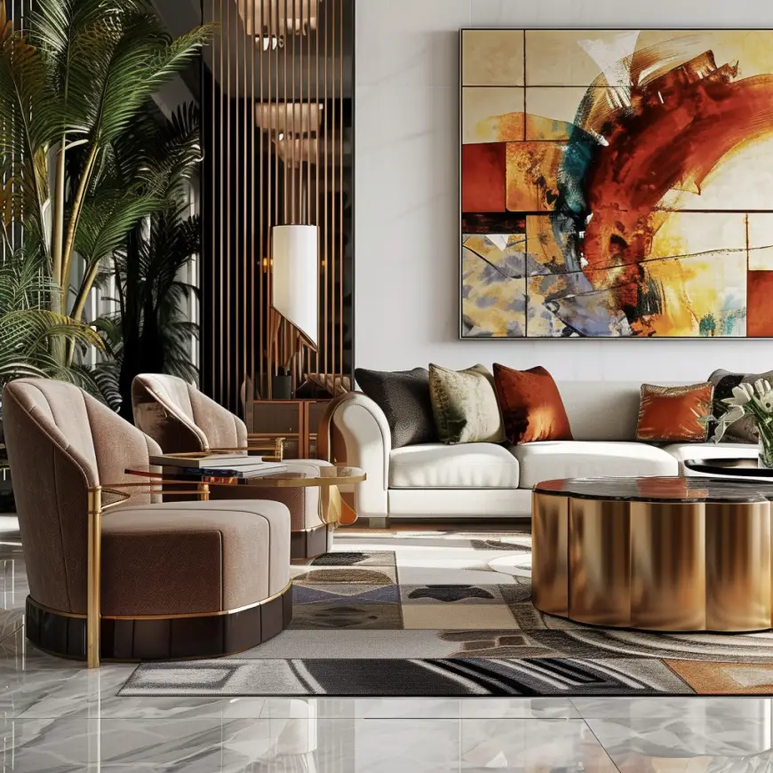 living room in art deco interior design