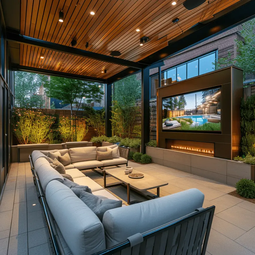 patio design ideas with tv