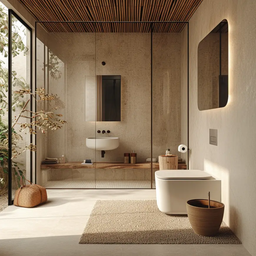 Modern Bathroom in japandi interior design