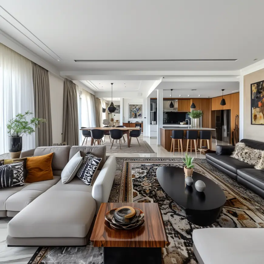Living room in Bauhaus Deco interior design