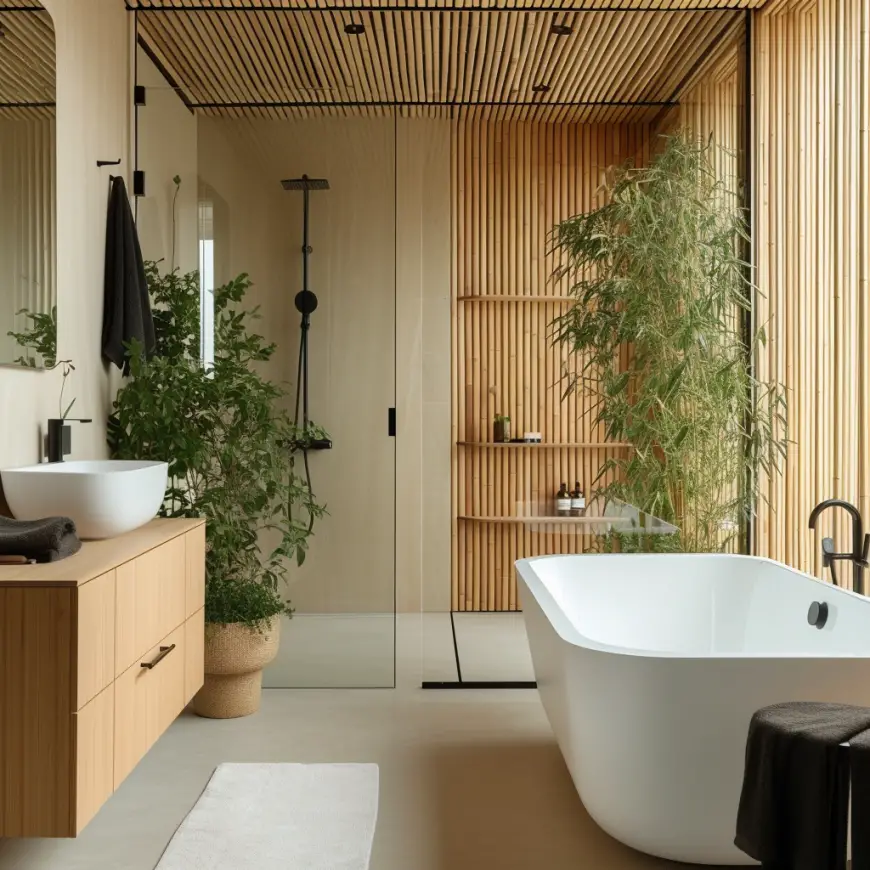 Eco friendly japandi bathroom