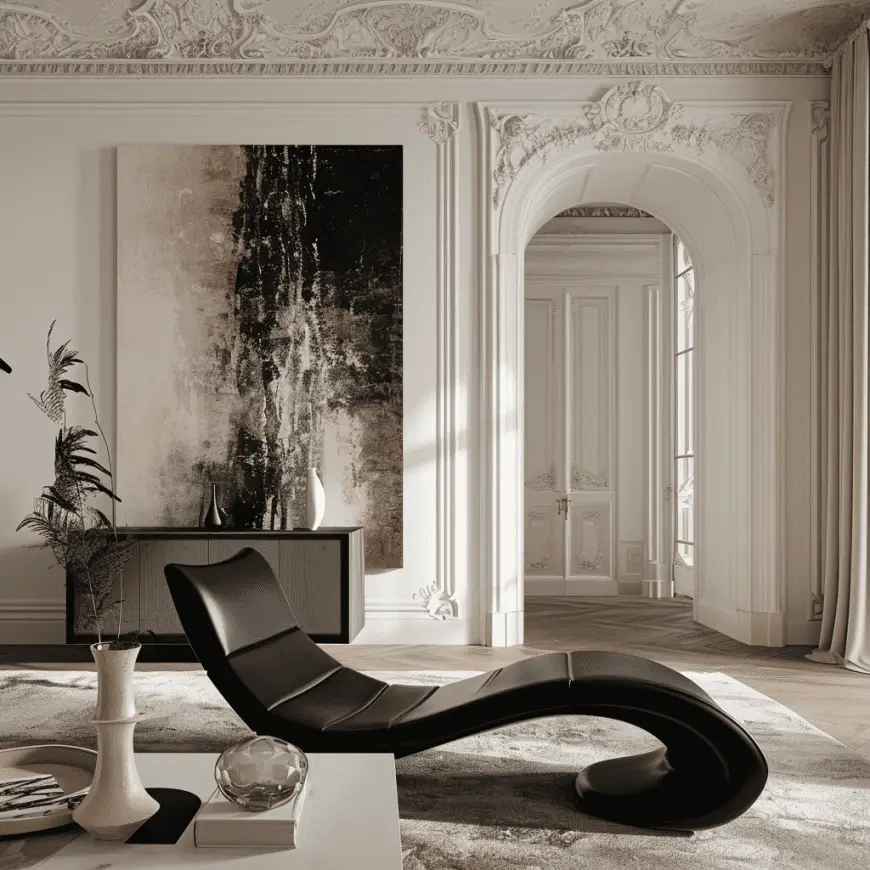 LC4 Chaise Longue in baroque style living room