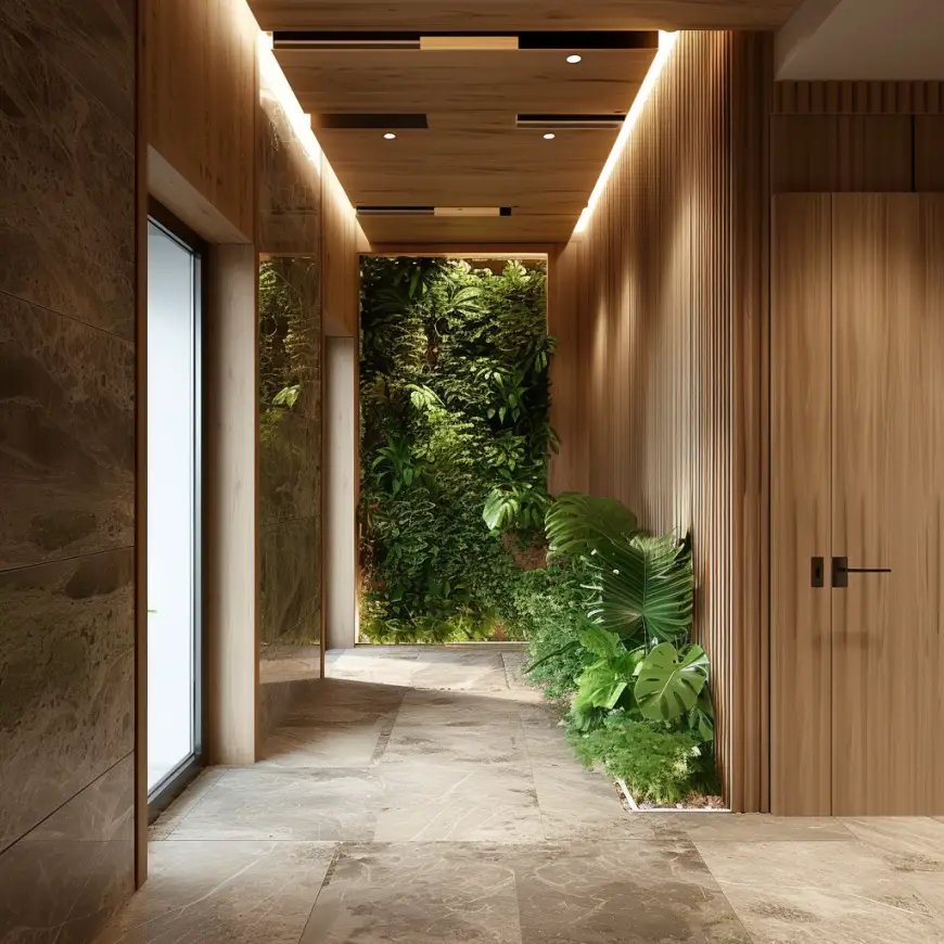 Hallway design green plants vertical garden