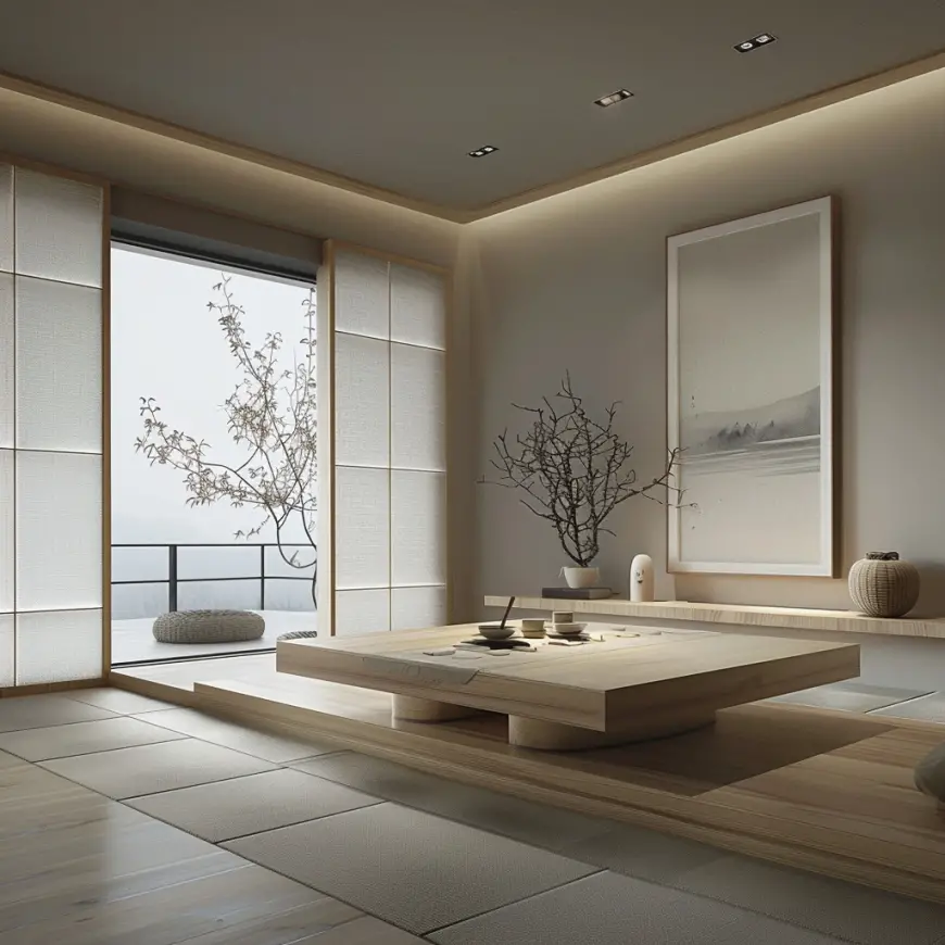 Modern japanese interior design living room
