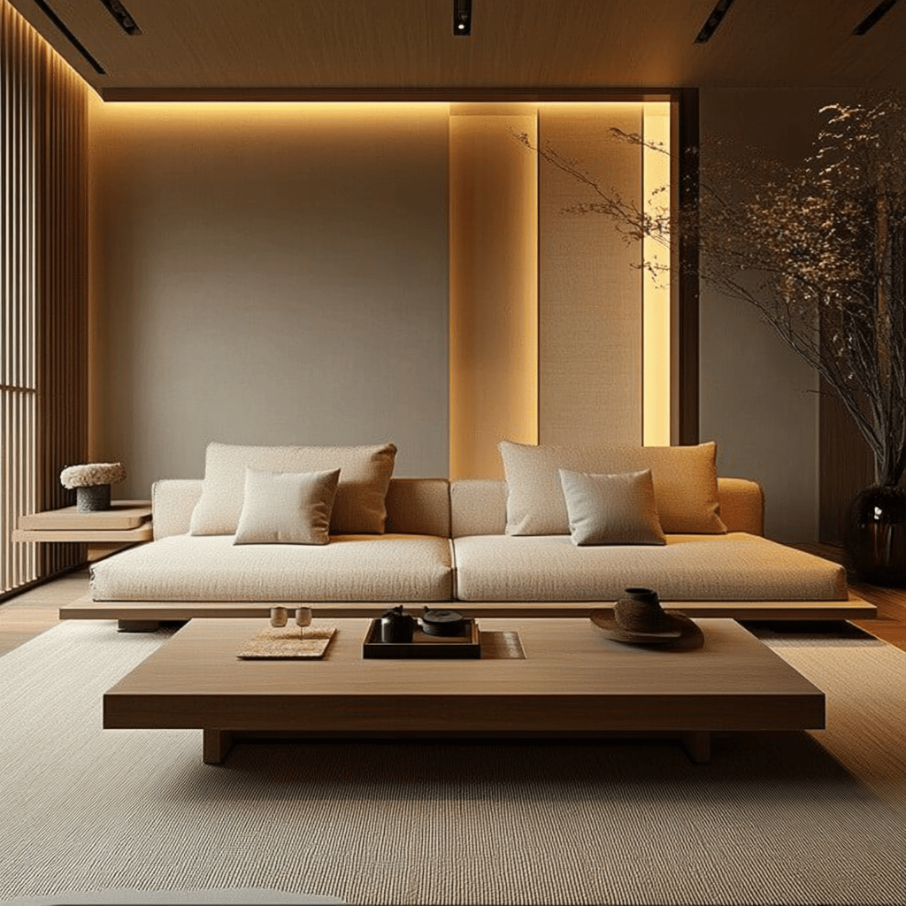 Japandi interior design living room furniture ideas