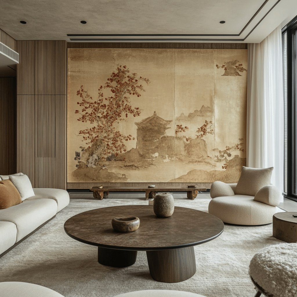Japandi interior design coffee table